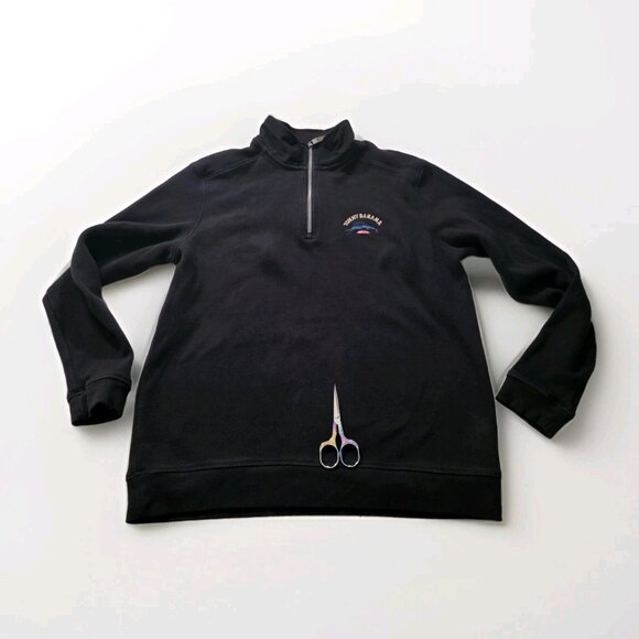 Tommy Bahama Polo Sweater Mens M Black LS 1/4 Zip Mock Neck Marlin Embroidery - Picture 9 of 15